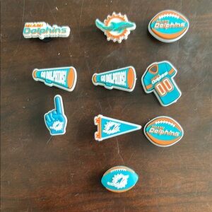 10 Miami Dolphins Shoe Charms Set/ Croc Charms / Jibbitz